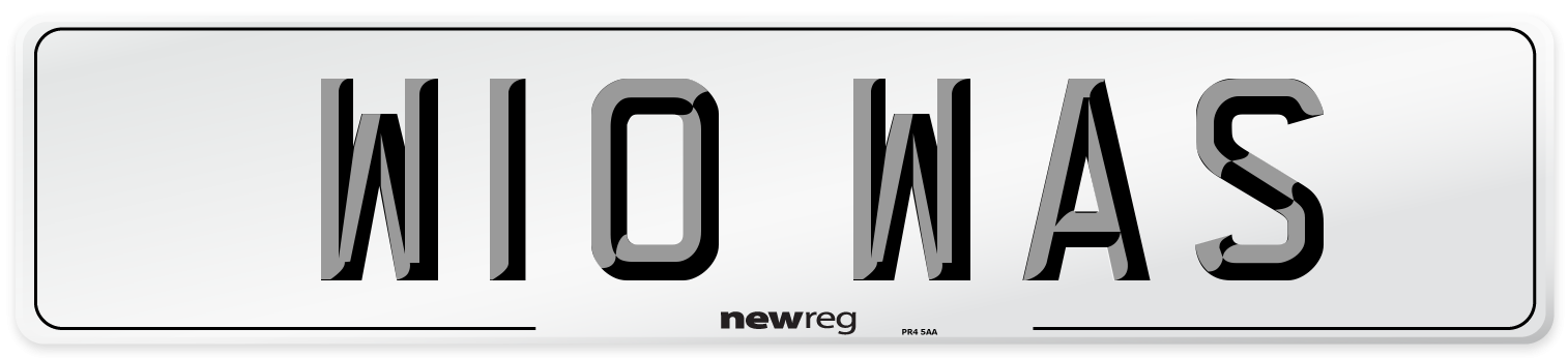 W10 WAS Number Plate from New Reg